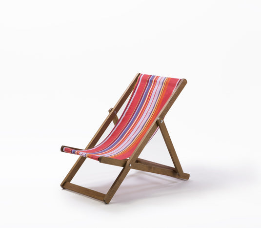 Multi-Coloured Deck Chair in Multi Stripe Woven Cotton - Hard Wood Frame - Junior Deckchair