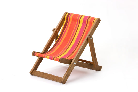 Multi-Coloured Deck Chair in Multi Stripe Cotton - Hard Wood Frame - Child's Deckchair