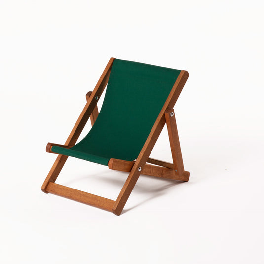 Green Deck Chair in Plain Cotton - Hard Wood Frame - Child's Deckchair