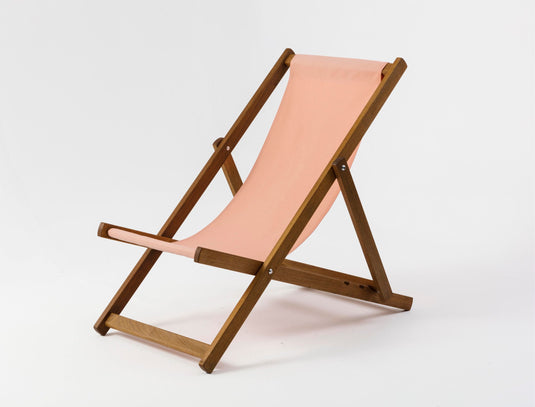 Peach Deck Chair in Plain Cotton - Hard Wood Frame - Standard Deckchair