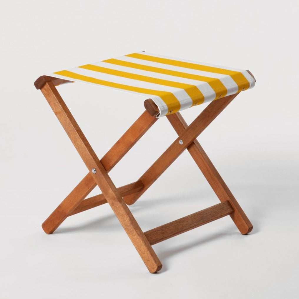 Sturdy Stool Block Stripe Yellow White Cotton