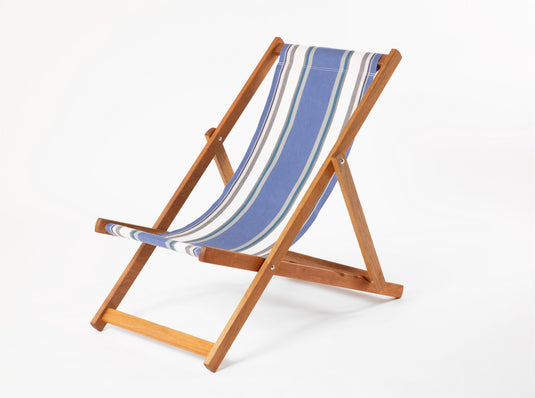 Multi-Coloured Deck Chair in Multi Stripe Woven Cotton - Hard Wood Frame - Standard Deckchair