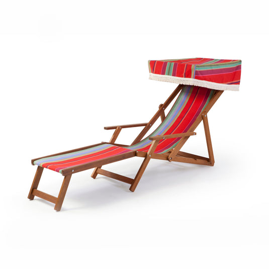 Edwardian Deckchair with Stool - Multi Stripe,  AC41, Acrylic