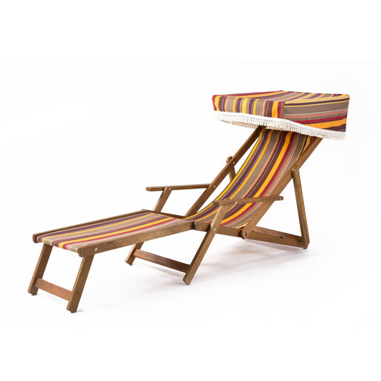 Edwardian Deckchair with Stool - Multi Stripe,  AC58, Acrylic