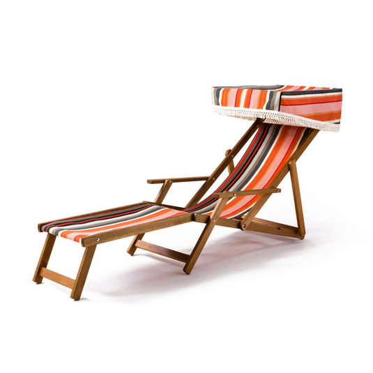 Edwardian Deckchair with Stool - Multi Stripe,  AC60, Acrylic