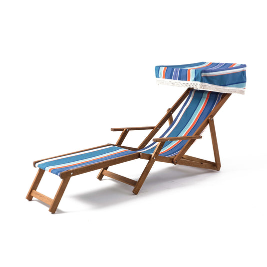 Edwardian Deckchair with Stool - Multi Stripe,  AC88, Acrylic