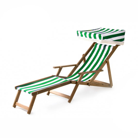 Edwardian Deckchair with Stool - Block Stripe, Green/White, Acrylic