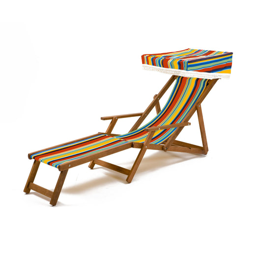 Edwardian Deckchair with Stool - Multi Stripe, PC00, Cotton