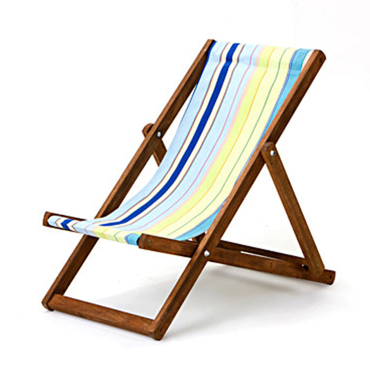 Multi-Coloured Deck Chair in Multi Stripe Acrylic - Hard Wood Frame - Junior Deckchair