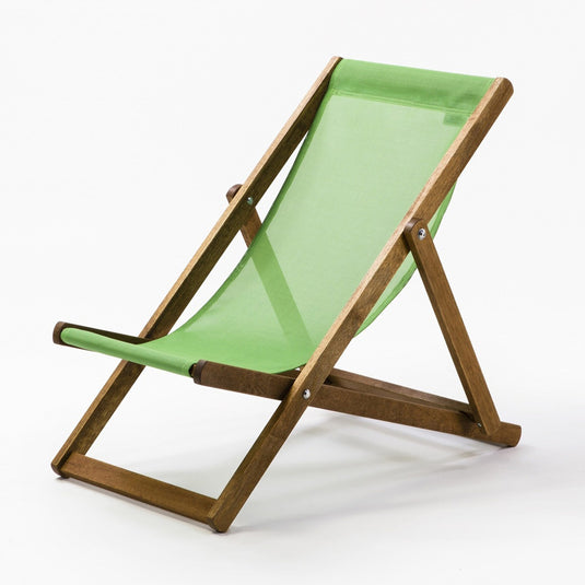 Green Deck Chair in Plain Batyline - Hard Wood Frame - Junior Deckchair