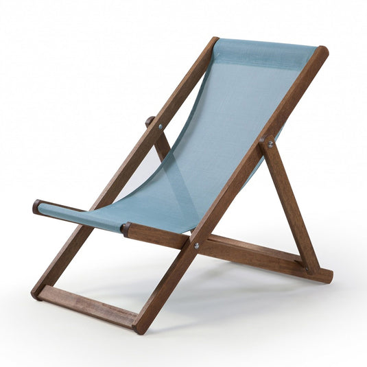 Blue Deck Chair in Plain Batyline - Hard Wood Frame - Junior Deckchair