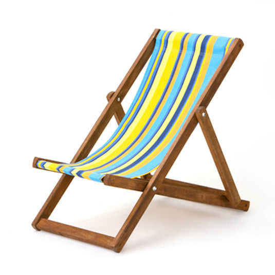 Multi-Coloured Deck Chair in Multi Stripe Cotton - Hard Wood Frame - Junior Deckchair