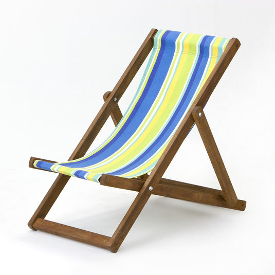 Multi-Coloured Deck Chair in Multi Stripe Cotton - Hard Wood Frame - Junior Deckchair