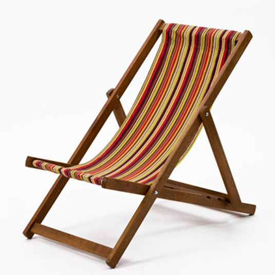 Multi-Coloured Deck Chair in Multi Stripe Cotton - Hard Wood Frame - Junior Deckchair