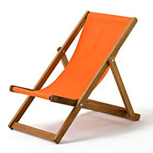 Orange Deck Chair in Plain Cotton - Hard Wood Frame - Junior Deckchair