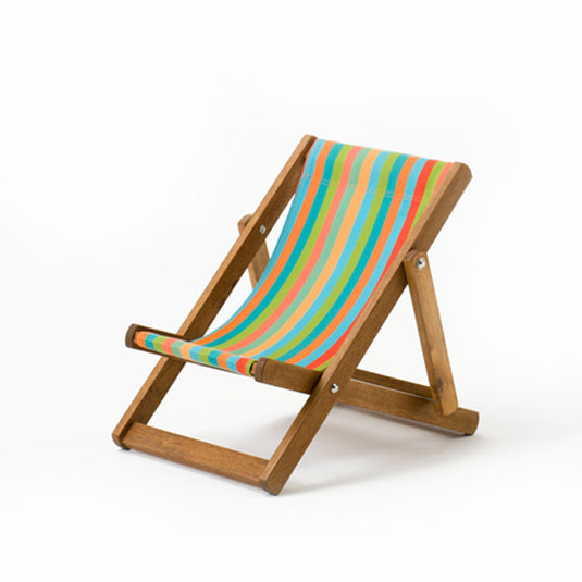 Multi-Coloured Deck Chair in Multi Stripe Acrylic - Hard Wood Frame - Child's Deckchair