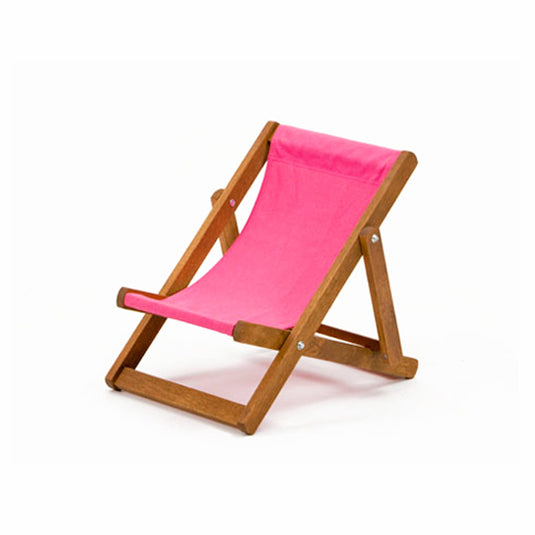 Pink Deck Chair in Plain Acrylic - Hard Wood Frame - Child's Deckchair