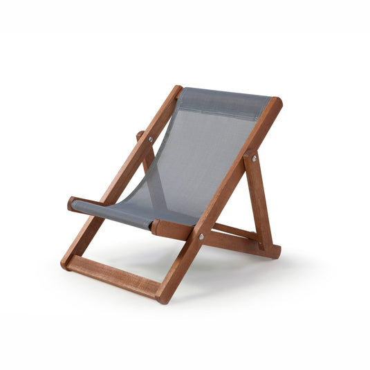 Grey Deck Chair in Plain Batyline - Hard Wood Frame - Child's Deckchair