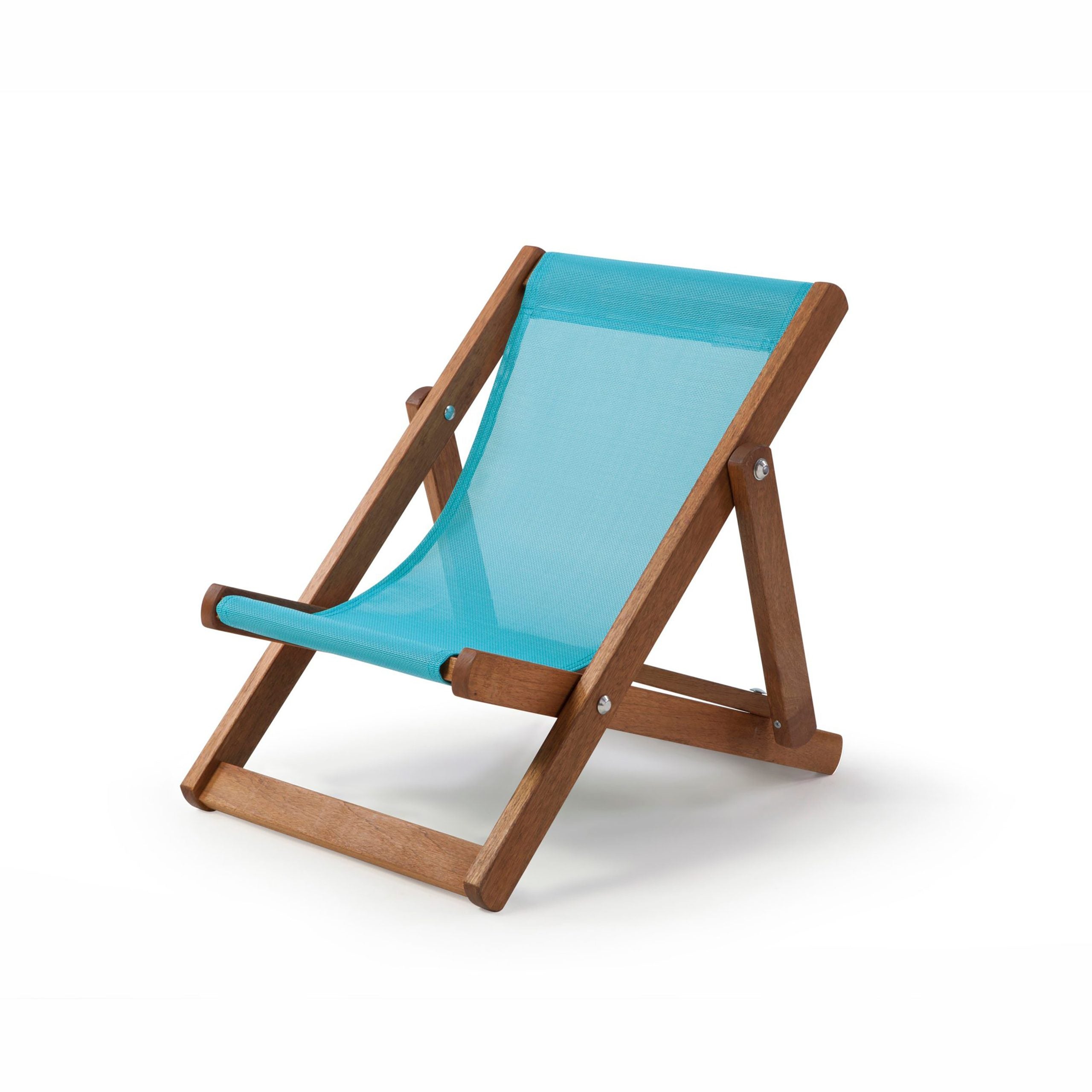Turquoise Deck Chair in Plain Batyline - Hard Wood Frame - Child's Dec