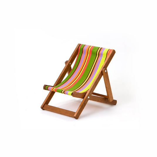 Multi-Coloured Deck Chair in Multi Stripe Cotton - Hard Wood Frame - Child's Deckchair