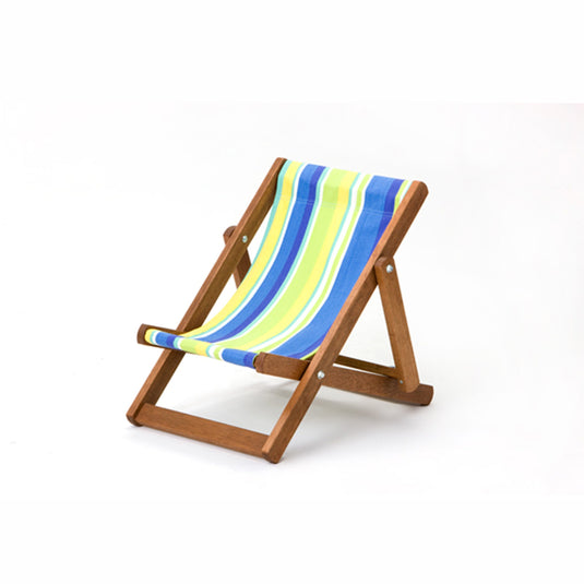 Multi-Coloured Deck Chair in Multi Stripe Cotton - Hard Wood Frame - Child's Deckchair