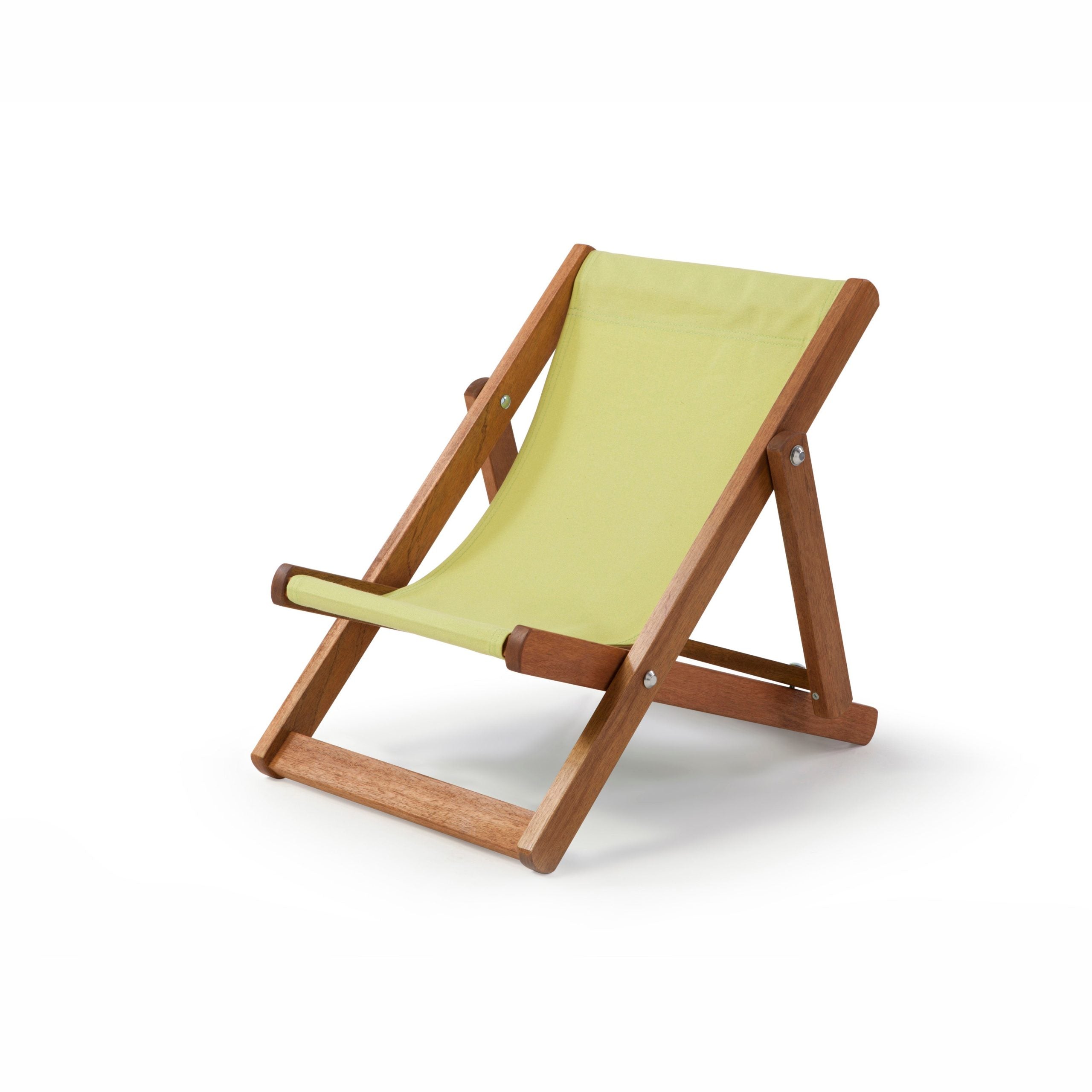 Green Mousse Deck Chair in Plain Cotton - Hard Wood Frame - Child's De