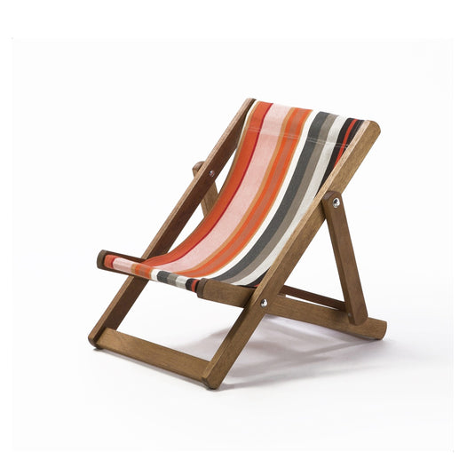 Multi-Coloured Deck Chair in Multi Stripe Woven Cotton - Hard Wood Frame - Child's Deckchair