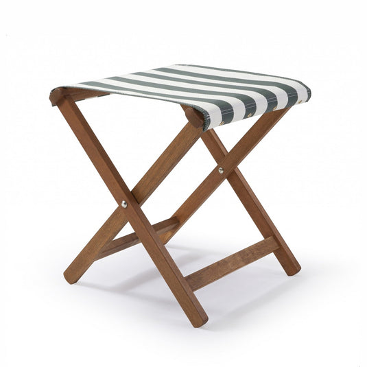 Sturdy Stool - Block Stripe, Green/White, Textilene