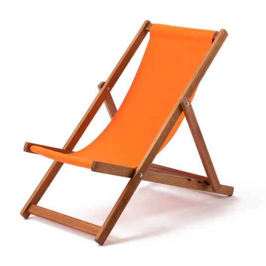 Orange Deck Chair in Plain Acrylic - Hard Wood Frame - Standard Deckchair